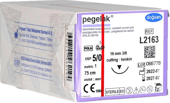 Doğsan Pegelak 5/0 Keskin 75cm PGLA Emilebilir Sütür 12 Adet