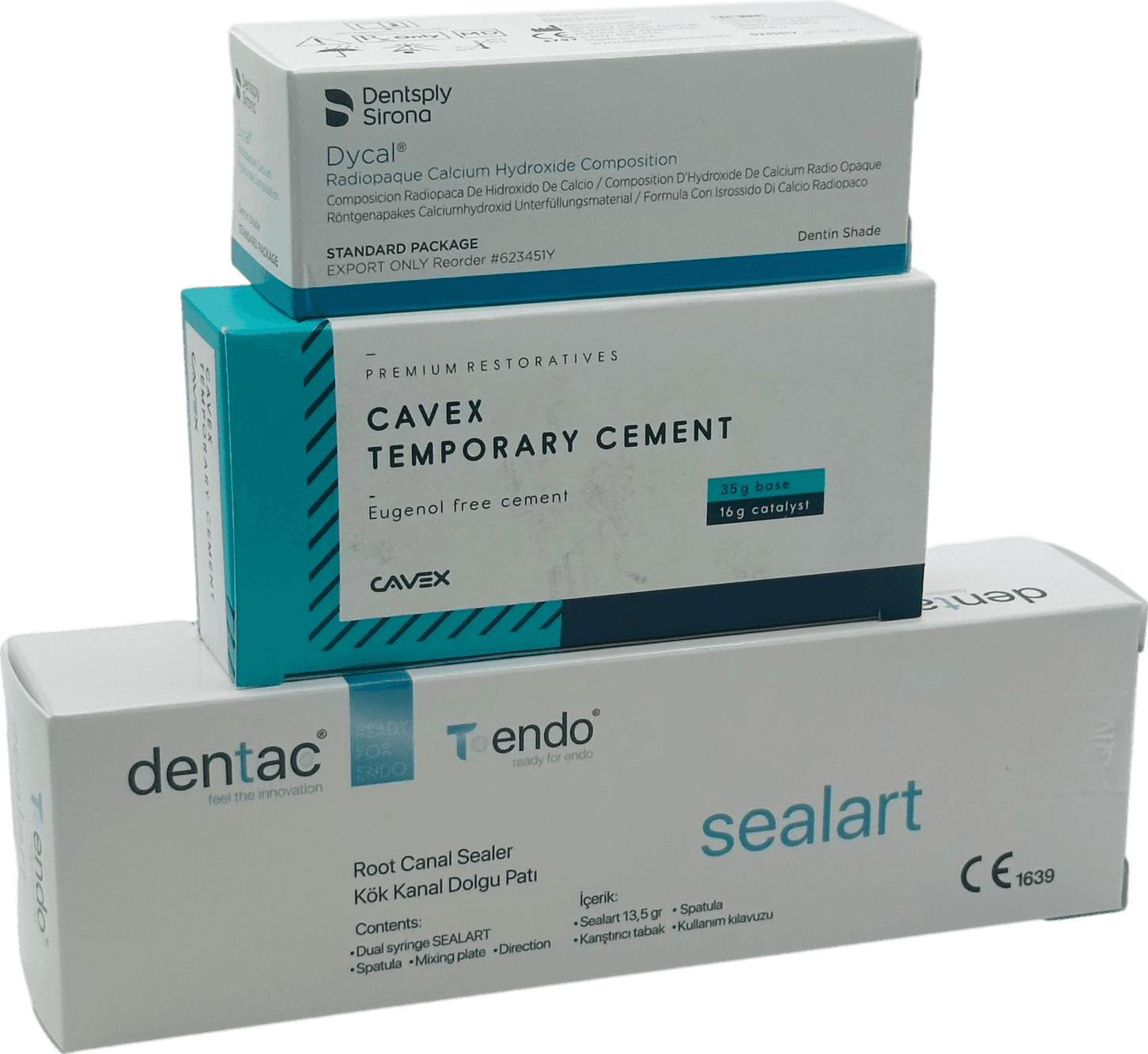 Cavex Geçici Siman + Dentsply Sirona Dycal + Dentac T-Endo SeaLart 