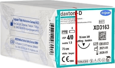 Doğsan Daxton-D 4/0 16 3/8 Keskin (▼) 75cm TEFLON Emilemeyen Sütür 