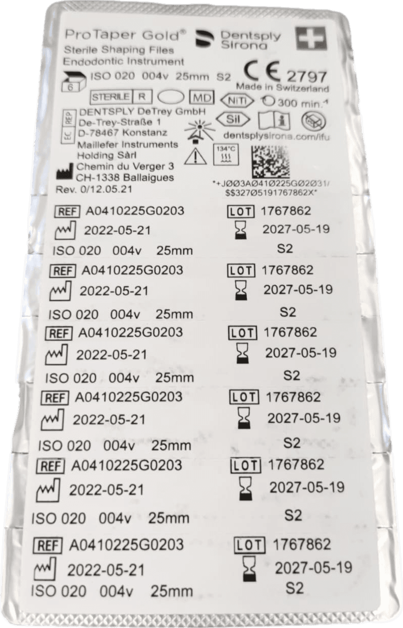 Dentsply Sirona Protaper Gold S2 Kanal Eğesi 6 lı