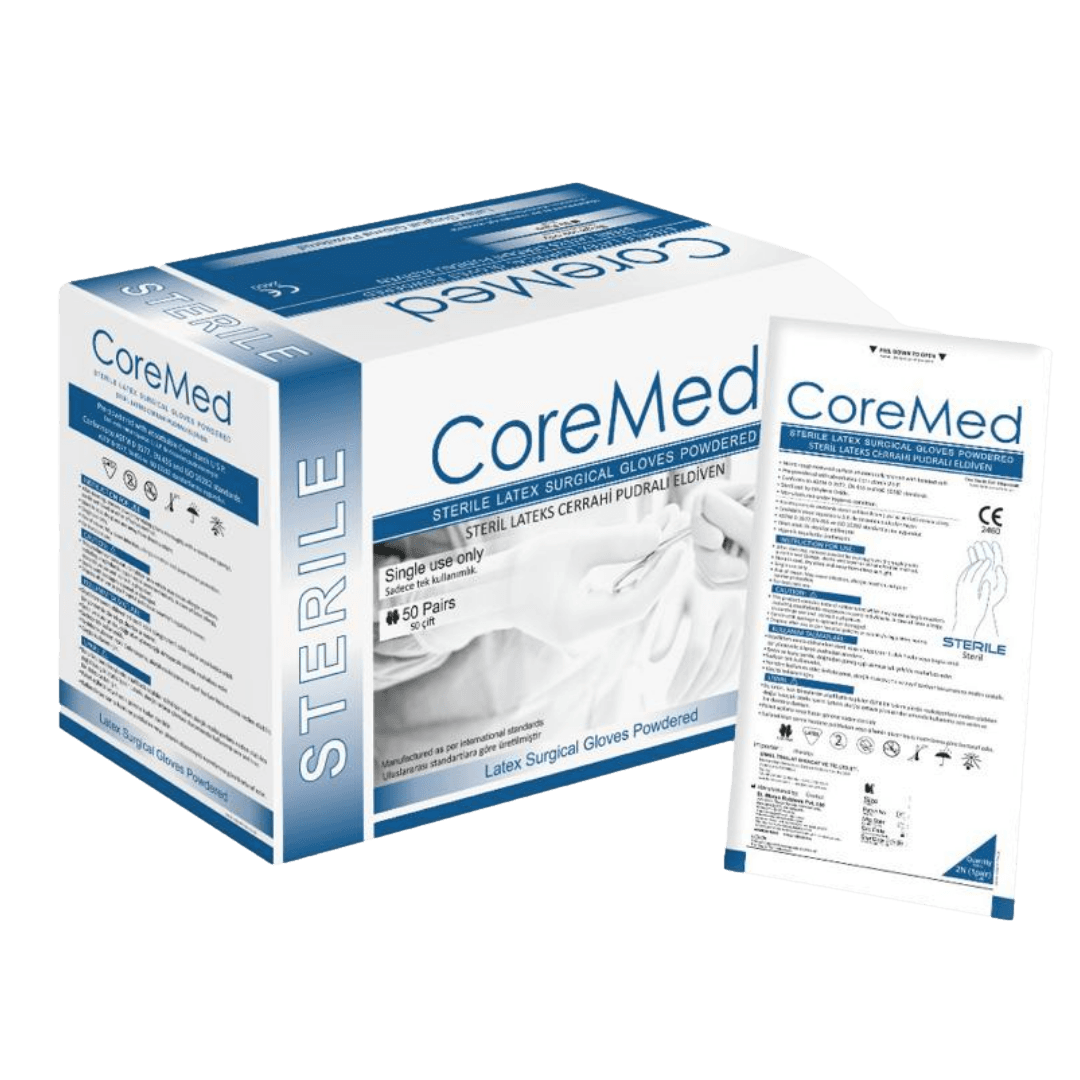 Coremed Pudralı Cerrahi Eldiven Koli 10 Lu