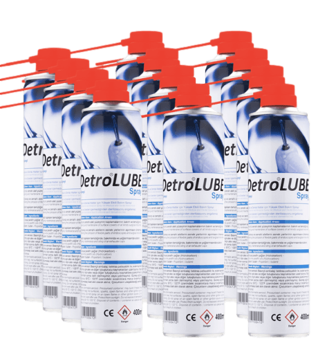Detrox Detro Lube Spray – Cerrahi Aletler ve Aeratör Başlıkları için Yağlayıcı Bakım Spreyi 500 ml × 12 Adet