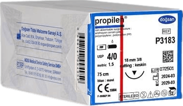 Doğsan Propilen 4/0 18 3/8 Keskin (▼) 75cm Polipropilen Emilemeyen