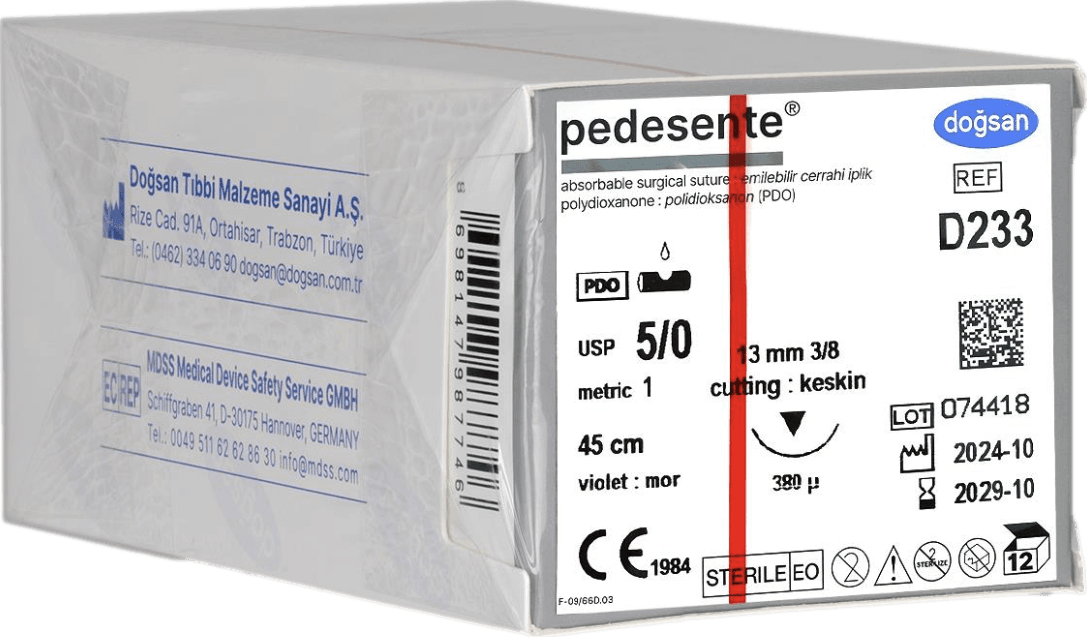 Doğsan Pedesente 5/0 13 3/8 Keskin (▼) 75 cm PDO Emilebilir Sütür