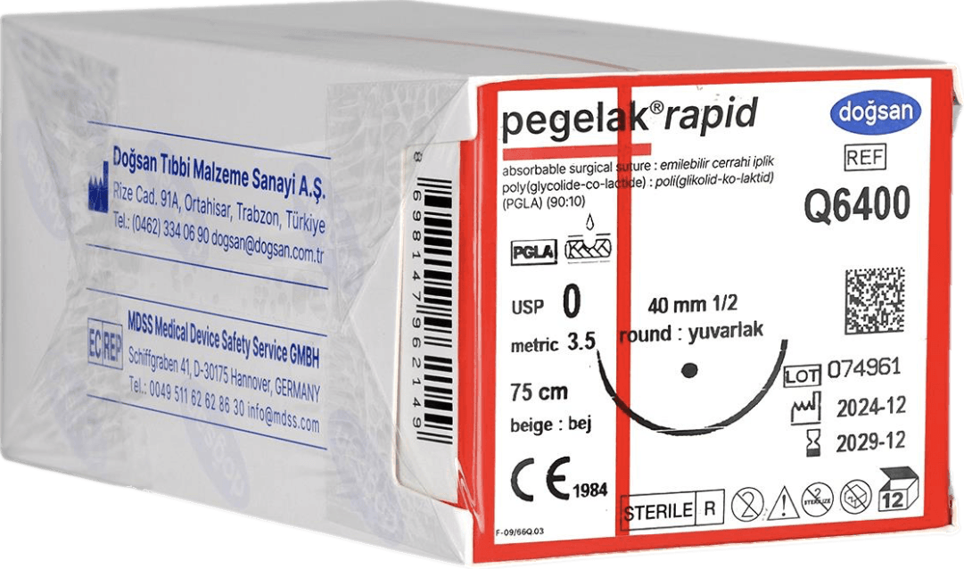 Doğsan Pegelak Rapid 0 40 1/2 Yuvarlak (●) 75 cm PGLA Emilebilir Sütür