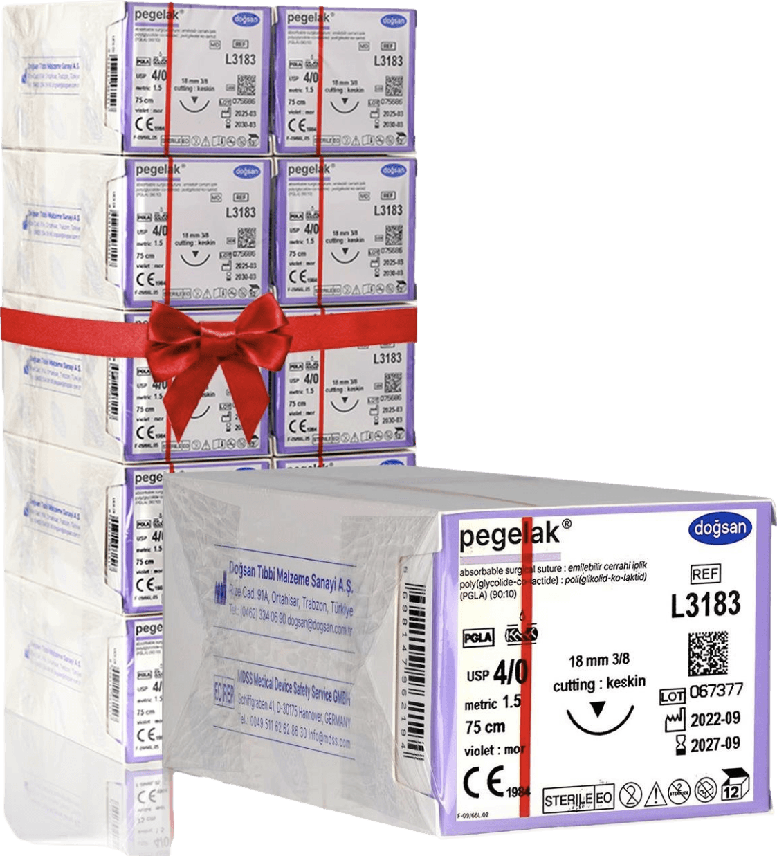 Doğsan Pegelak 4/0 18 3/8 Keskin (▼) 75 cm PGLA Emilebilir Sütür Kutu 10 Lu