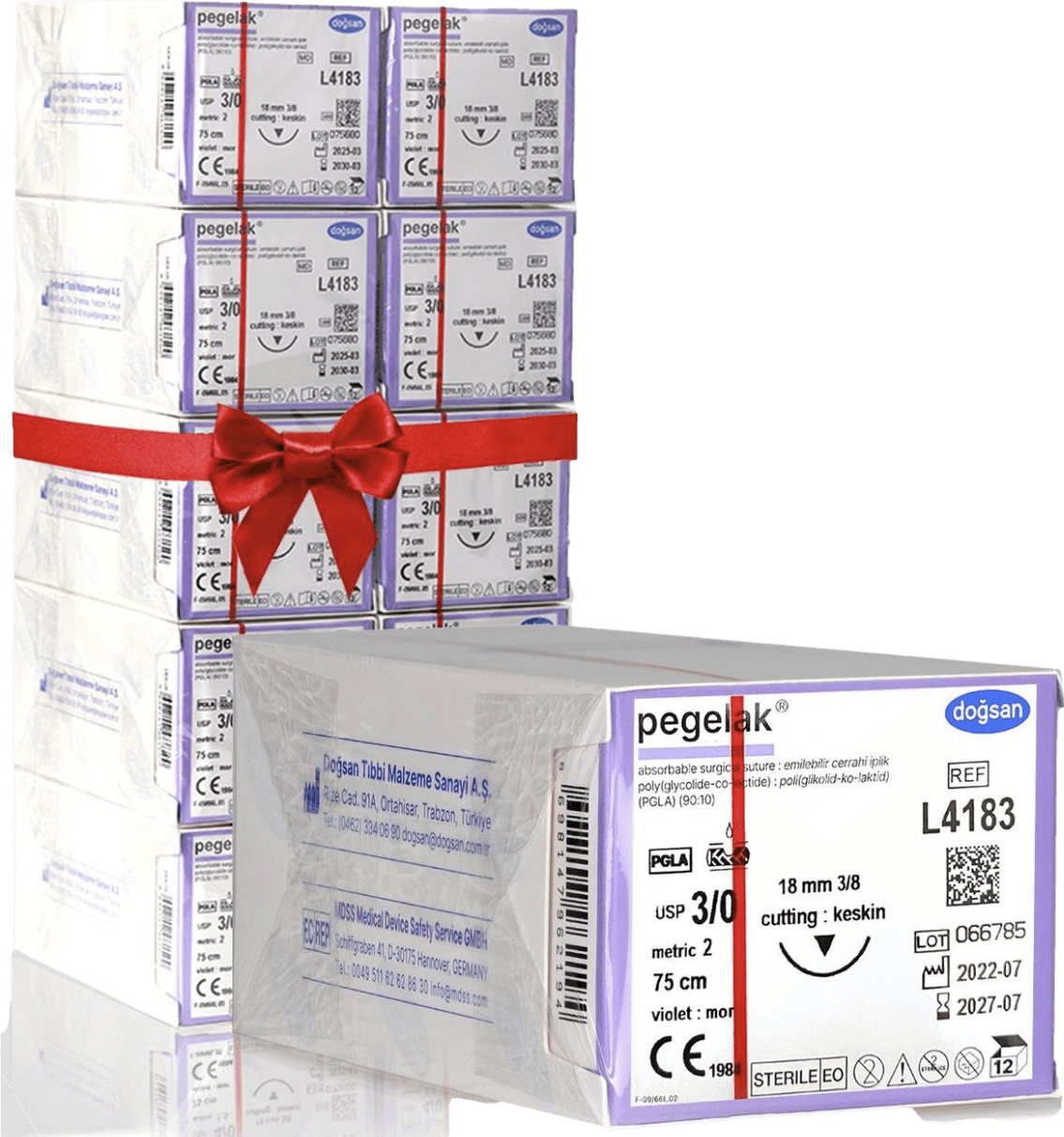 Doğsan Pegelak 3/0 18 3/8 Keskin (▼) 75 cm PGLA Emilebilir Sütür Kutu 10 Lu