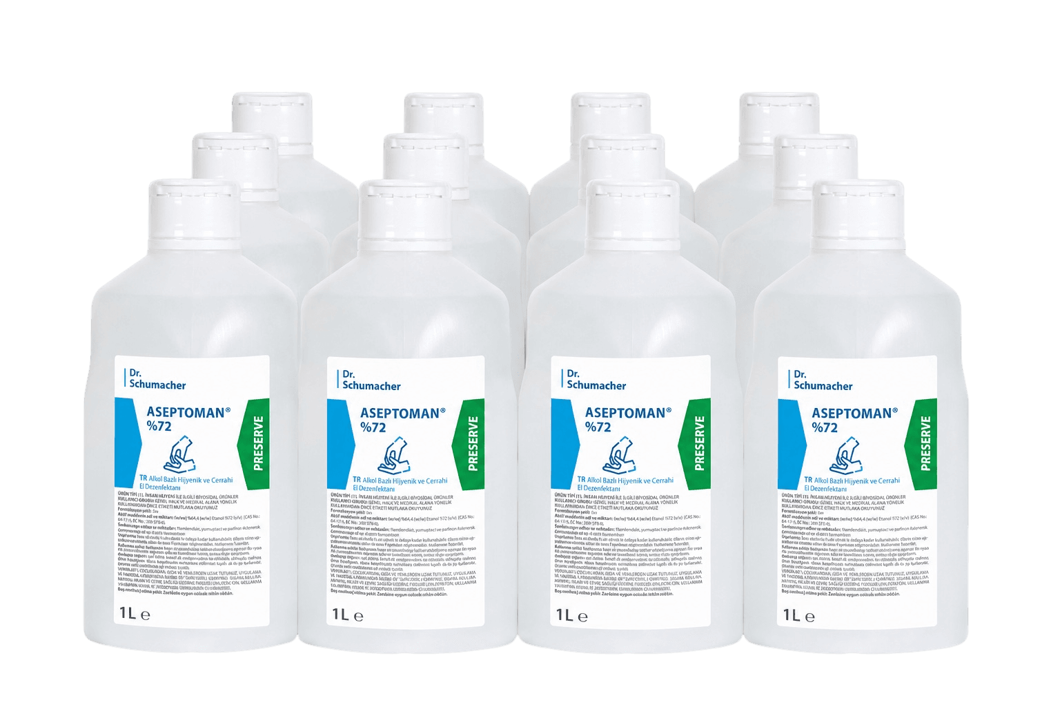 Dr. Schumacher Aseptoman %72 Alkol Bazlı El Dezenfektanı 12 x 1 Lt
